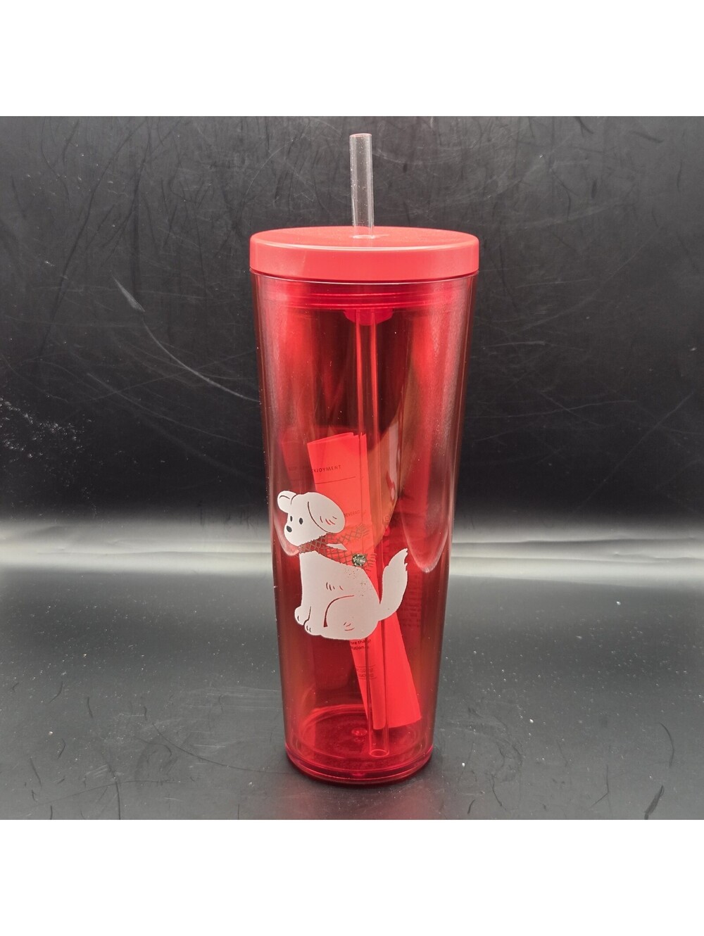 Starbucks 2025 Christmas Puppy Plastic Tumbler Red 26oz NEW